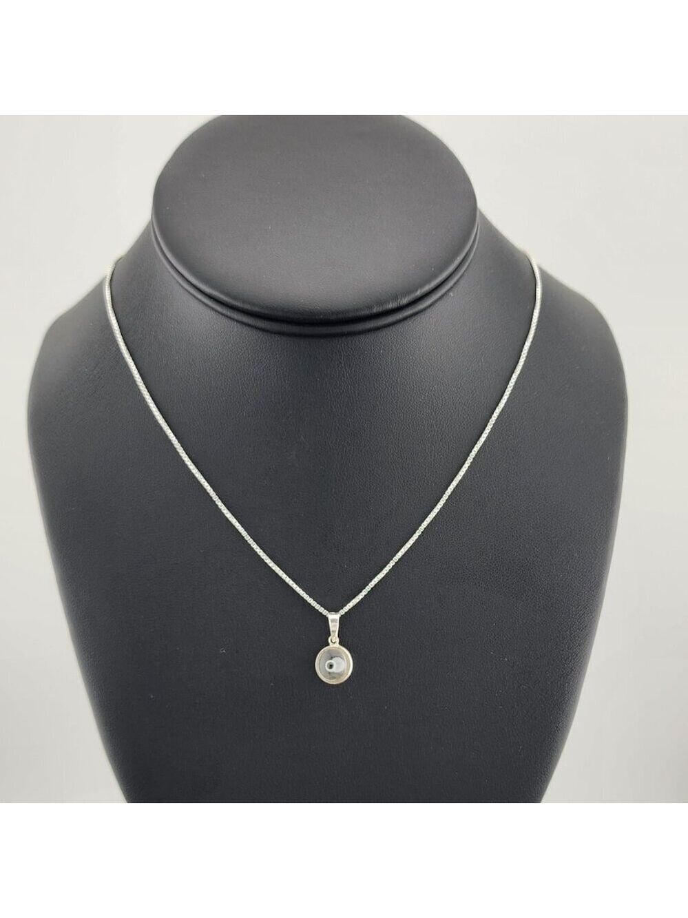 Sterling Silver 925 Evil Eye Pendant – Clear Charm Necklace for Protection